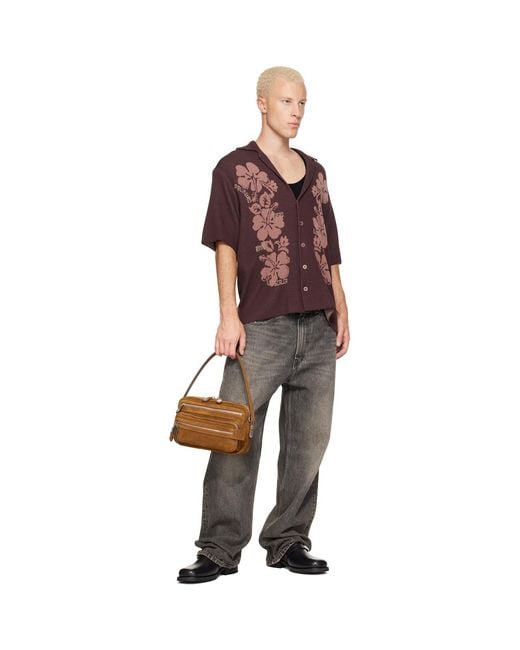 Acne Brown Camero Party Suede Bag for men