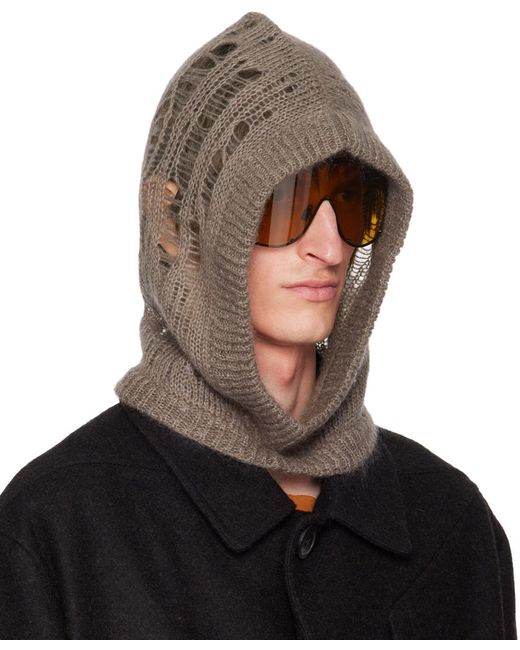 Bonnet de style capuche gris en tricot Rick Owens pour homme en coloris Brown