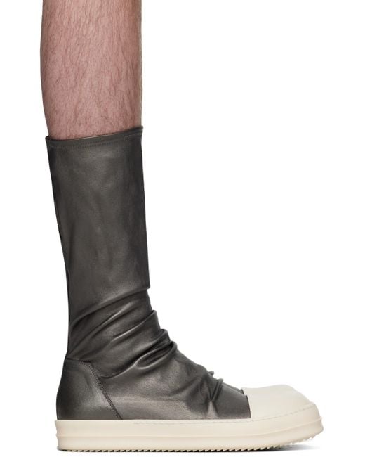 Rick Owens Black Gunmetal Sock Sneakers for men