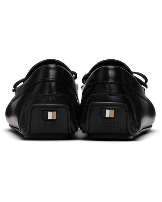 Boss Black Bow-Trim Driver Loafers for men