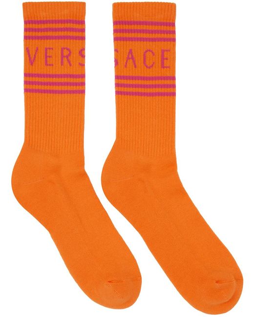 Versace Orange Athletic Socks for men