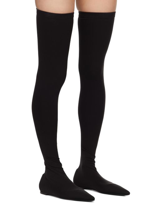 Dolce & Gabbana Black Stretch Jersey Thigh-High Boots