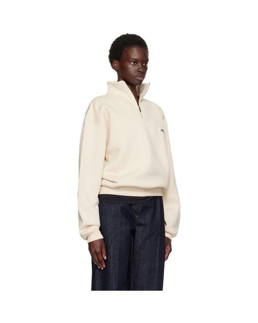 Jacquemus Natural 'The Gros Grain' Zipped-Rollneck Sweatshirt