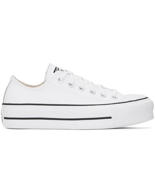 Converse Black White Chuck Taylor All Star Platform Leather Sneakers for men