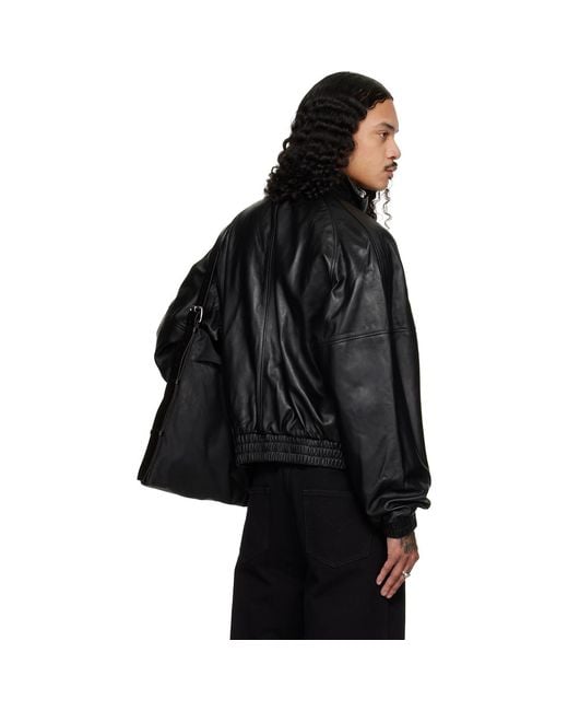 Lu'u Dan Black Blouson Leather Jacket for men