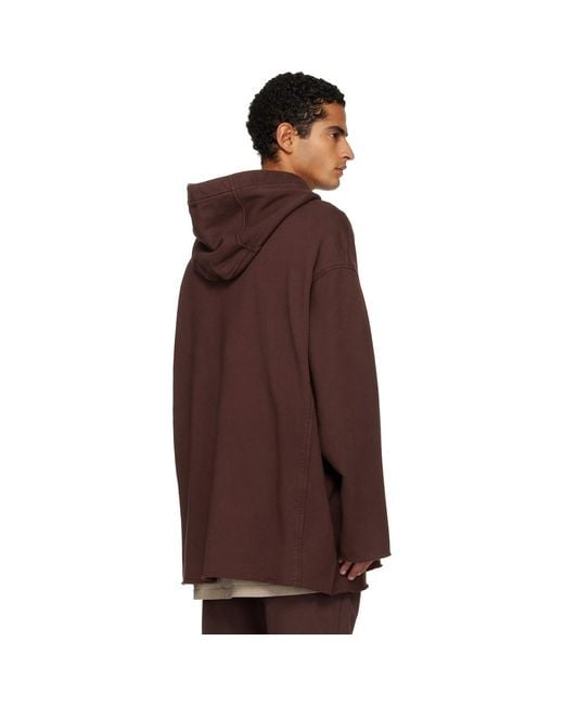 Rick Owens Brown Burgundy Concordians Peter Hoodie for men