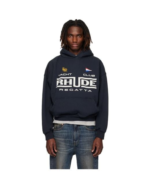 Rhude Black Regatta Club' Hoodie for men