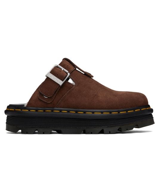 Dr. Martens Black Zebzag Suede Slingback Platform Mules
