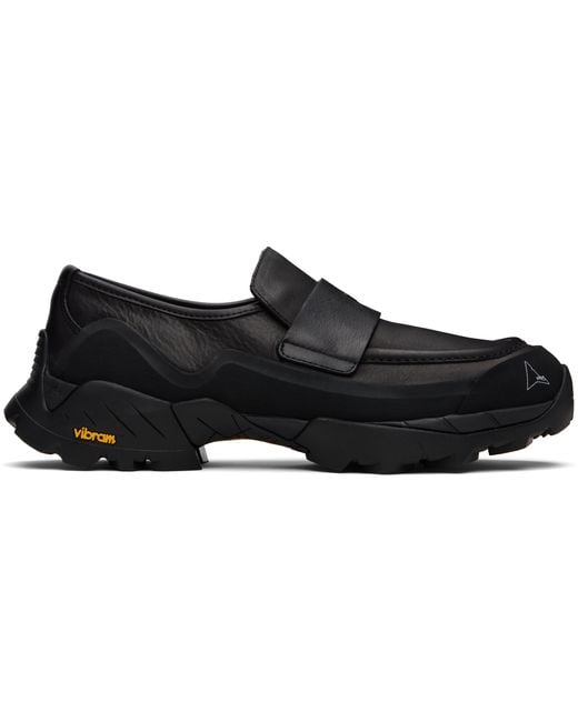 Roa Black Logo Cutout Loafers for men