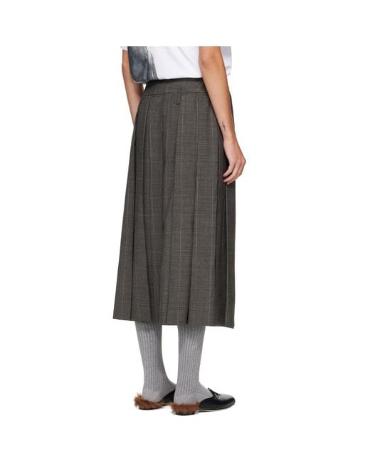Simone Rocha Gray Tailored Clip Kilt Midi Skirt