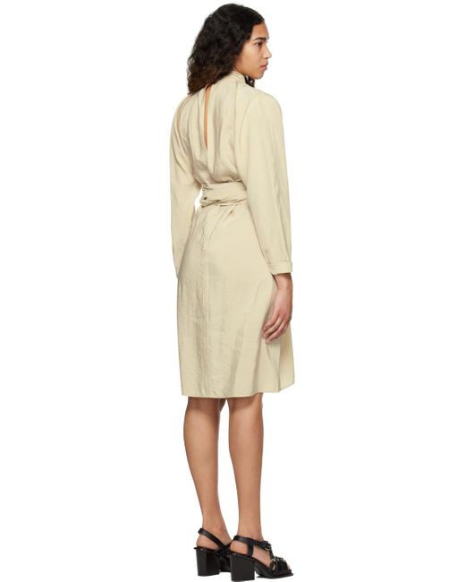 Lemaire Black Beige Knotted Midi Dress