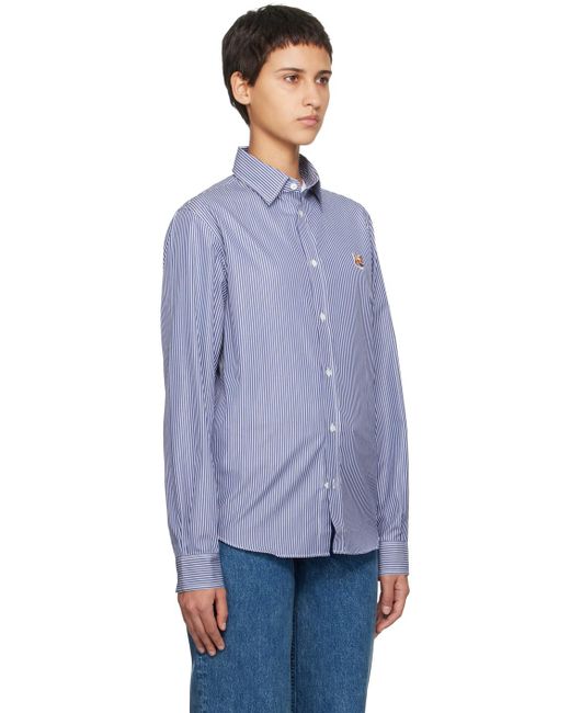 Chemise bleu marine et blanc à écusson à logo de renard Maison Kitsuné en coloris Purple