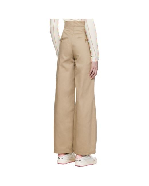 Palm Angels Natural Beige Reversed Waistband Trousers