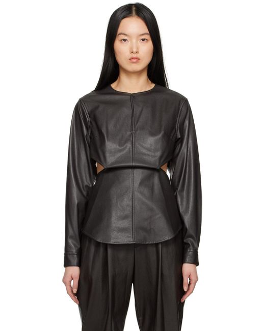 Issey Miyake Black Brown Figure Faux-leather Shirt