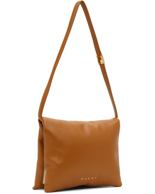Marni Brown Orange Prisma Pouch Bag