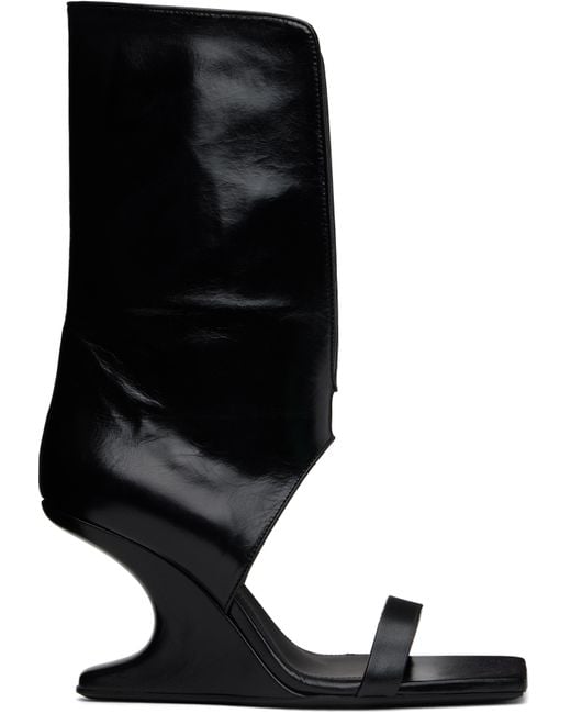Rick Owens Black Hollywood Winged Cantilever 8 Heeled Sandals