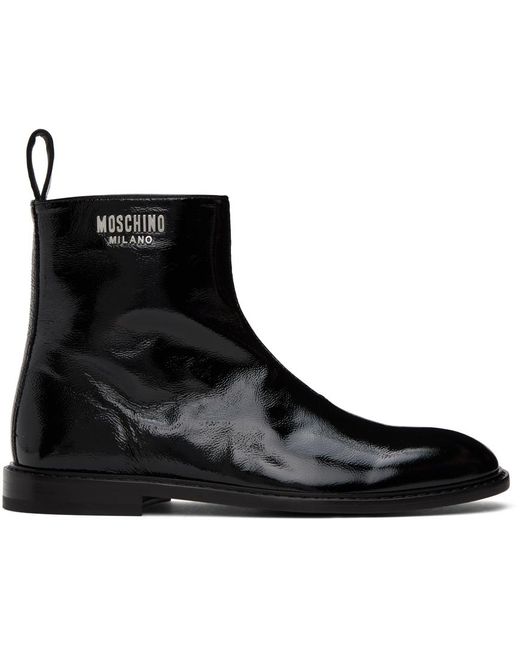 Moschino Black Crinkled Boots for men