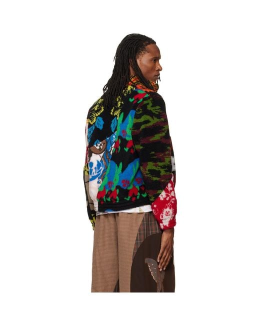 Chopova Lowena Red Patchwork Fitted Fleece Jacket for men