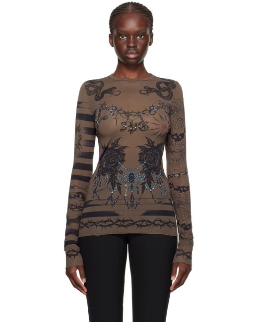 Jean Paul Gaultier Black Brown Knwls Edition Long Sleeve T-shirt