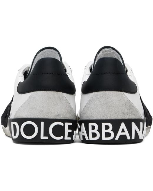 メンズ Dolce & Gabbana ホワイト カーフスキン Portofino Vintage スニーカー Black