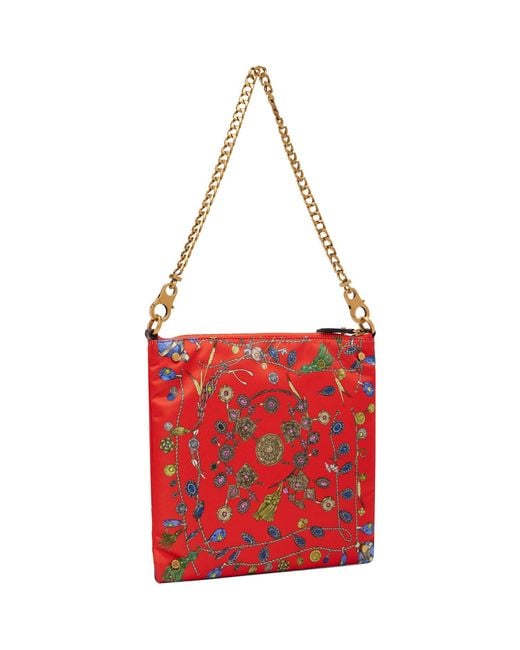 Versace Red Cabine Printed Duchesse Shoulder Bag