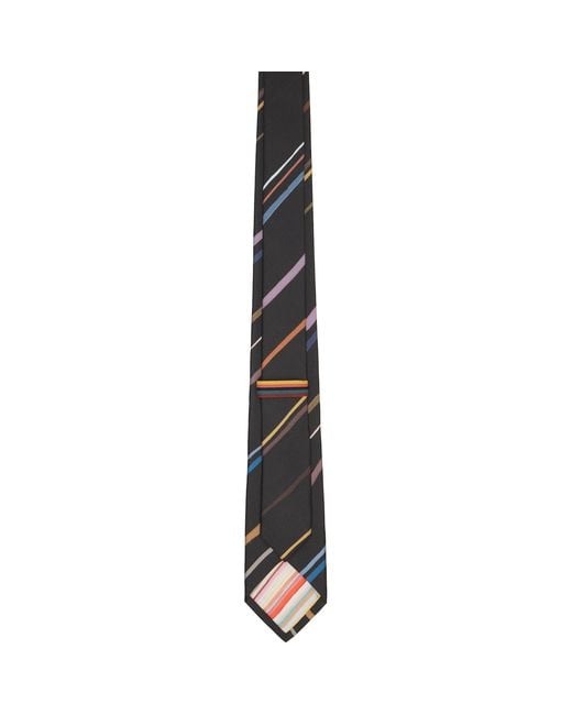 Paul Smith Black Diagonal 'Painted Stripe' Tie for men