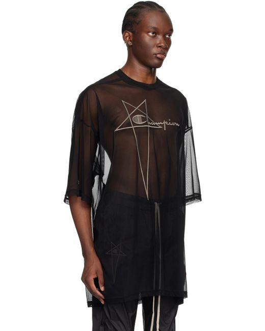 Rick Owens Black Champion Edition Tommy T-Shirt for men
