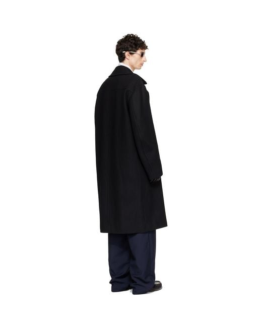 Dries Van Noten Black Wool Caban Coat for men