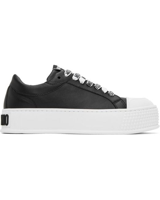 Moschino Black Faux-leather Sneakers