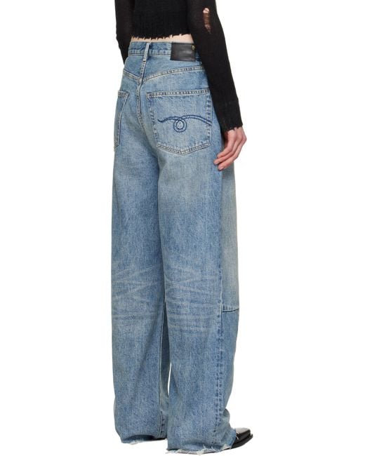 R13 ブルー Wayne Articulated Knee ジーンズ Black