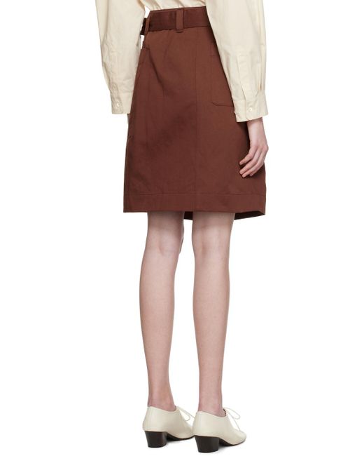 Lemaire Red Brown Apron Pocket Midi Skirt
