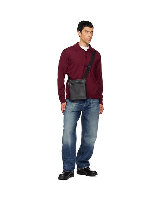 Boss Black Faux-Leather Messenger Bag for men