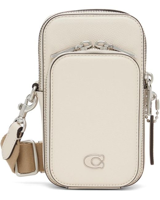 COACH Natural Off-white Phone Crossbody Bag for men