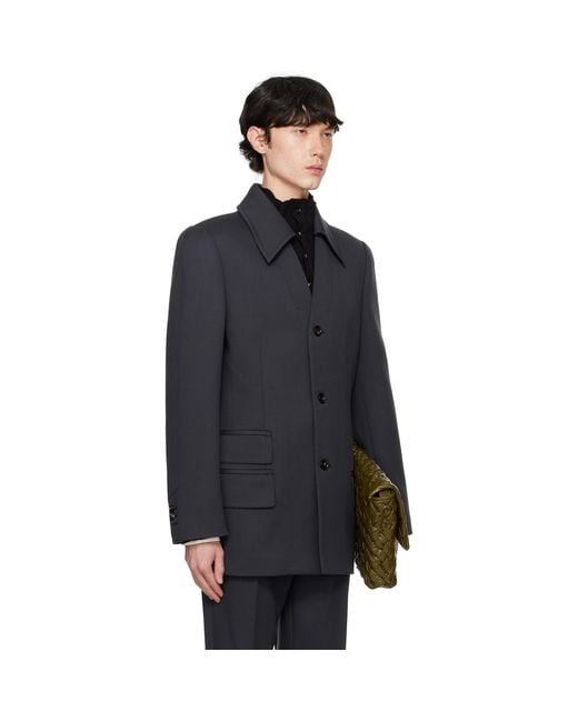 Bottega Veneta Black Wool Stretch Tricotine Blazer for men
