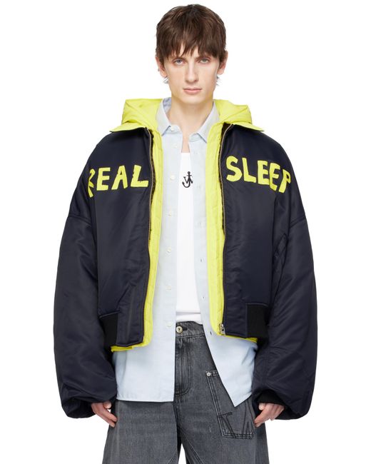 メンズ J.W. Anderson ネイビー＆イエロー 'Real Sleep' ボンバージャケット Blue