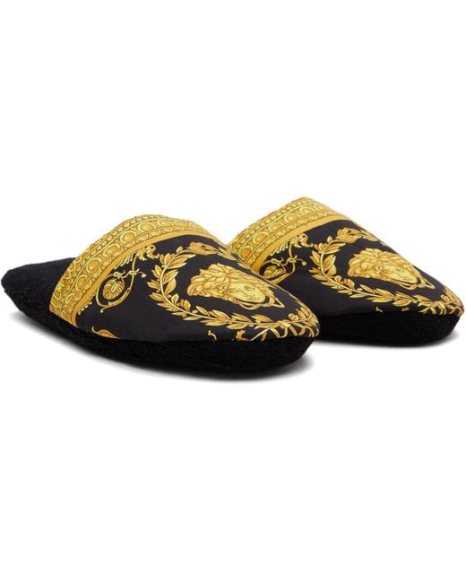Versace Black 'I Heart Baroque' Slippers for men