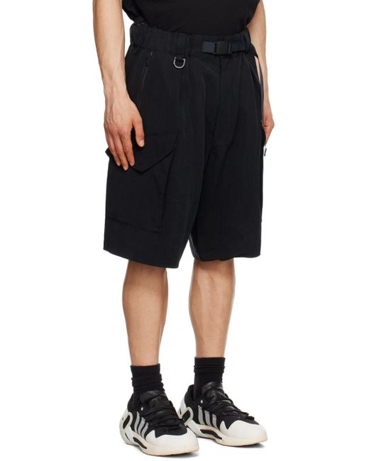 Y-3 Black Crinkle Shorts for men