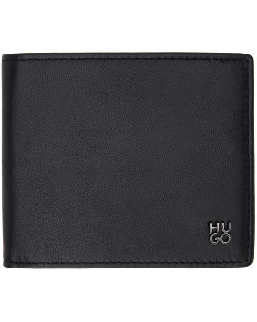 HUGO Black Stacked Logo Hardware Wallet for men