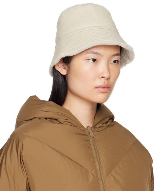 Yves Salomon Brown Off-white Curly Reversible Bucket Hat