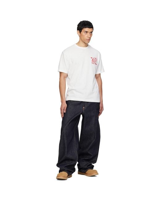 KENZO White Paris Cartoon' Embroidered Outlined T-Shirt for men