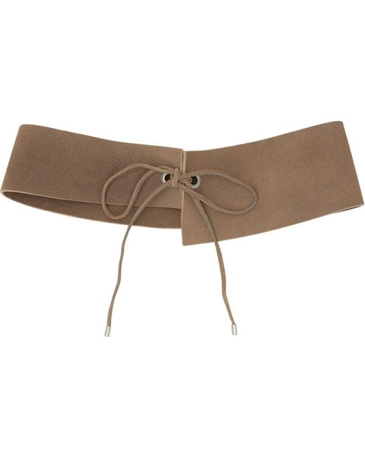 St. Agni Natural Taupe Suede Asymmetric Belt