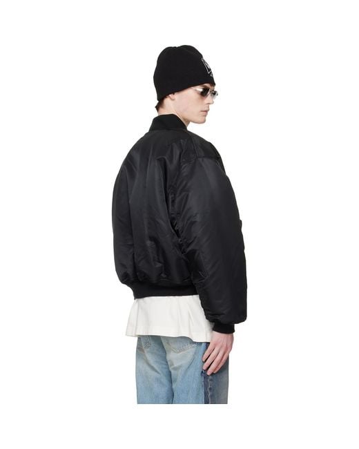 Vetements Black Leather Crosses Bomber Jacket for men