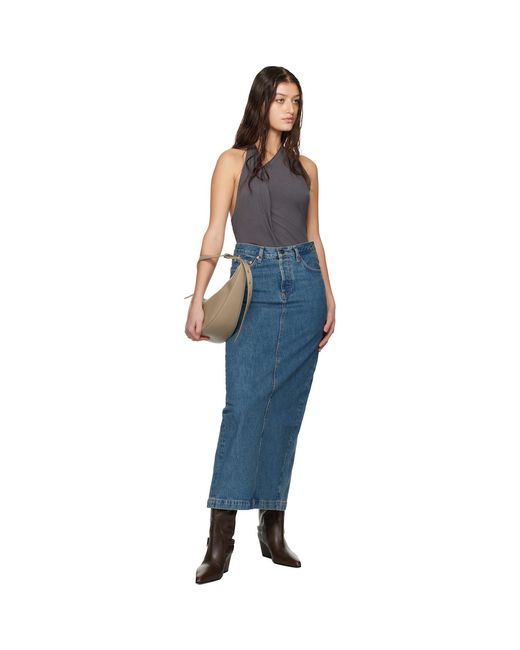 Wardrobe NYC Blue Column Denim Midi Skirt