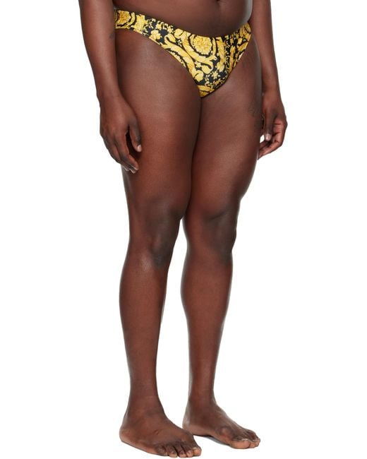 メンズ Versace ゴールド＆ブラック Stampa Barocco All Over スイムブリーフ Multicolor