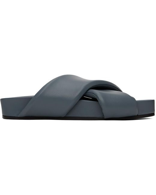 Jil Sander Black Blue Padded Sandals for men