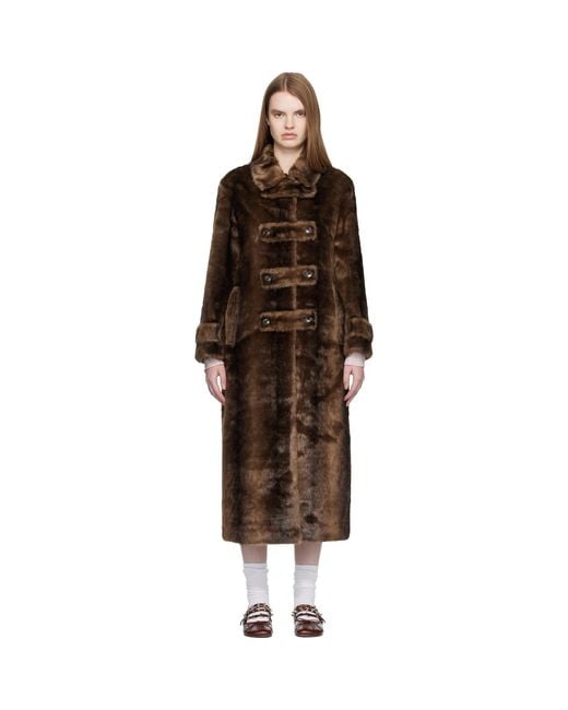 OPEN YY Black Tab Toggle Faux-Fur Coat