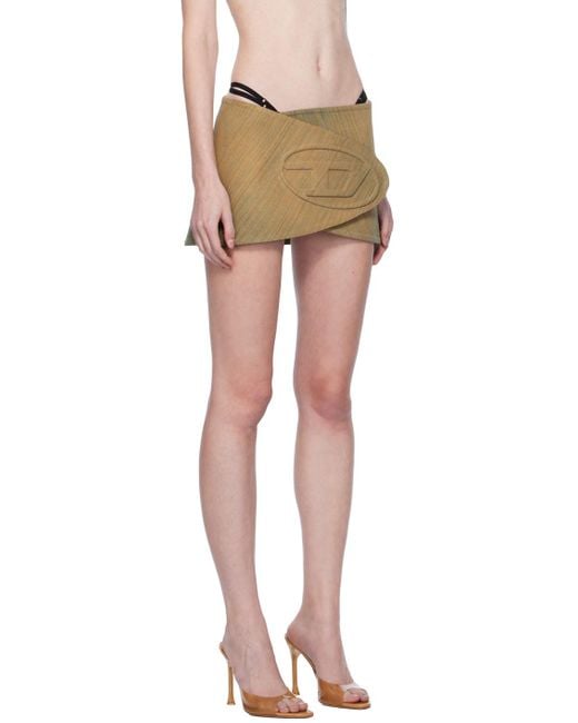 DIESEL Brown Skirt-belt In Streaky Denim