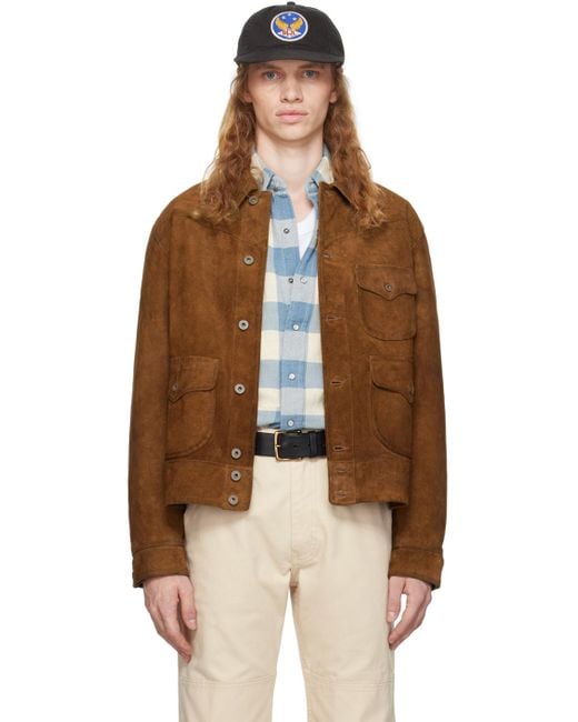 RRL Black Roughout Suede Jacket for men