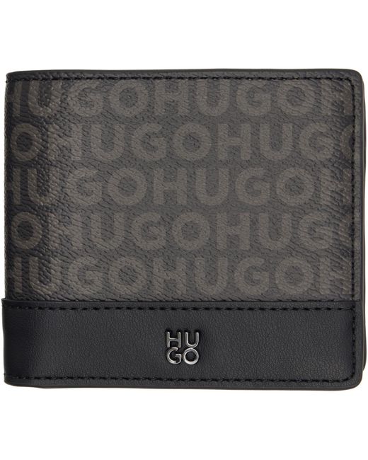 HUGO Black Stacked-Logo Wallet for men