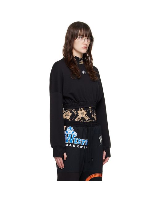 MARINE SERRE Black Cropped Sweatshirt